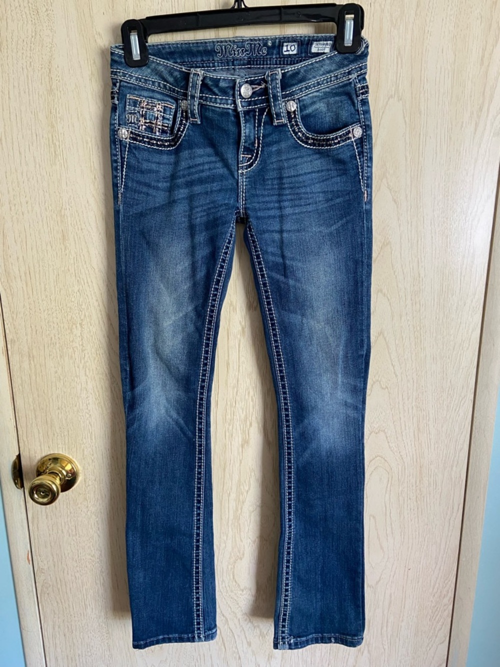 Vintage MISS ME Jeans Girls Bootcut Pocket Rhinestone Y2K Coquette Sz 10